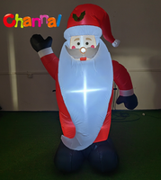 Décoration de Noël gonflable lumineuse, Père Noël agitant la main avec une longue barbe blanche, pour jardin et cour arrière