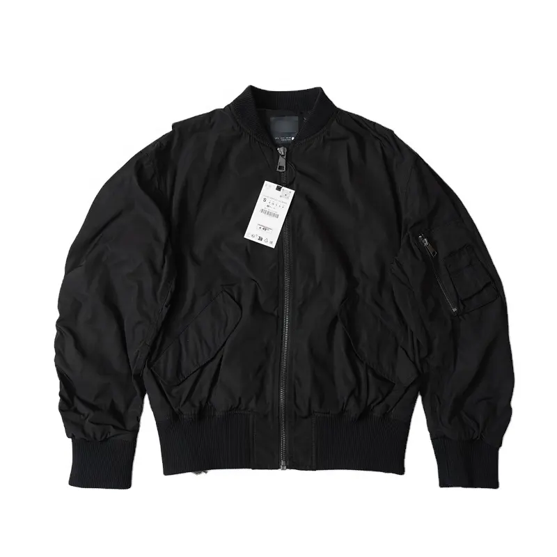 23AW jaket Bomber nilon hitam pria baru musim gugur mantel ODM pesanan perusahaan