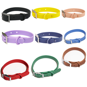 Luxuriöses Einfarbiges Hundehalsband PVC Graviert Personalisiertes Leder Verstellbar Wasserdicht Schmutzabweisend Silikon-Leine - Product Image 1
