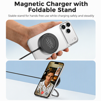 Stasiun Pengisian Daya Nirkabel Magnetik 25W Bersertifikasi OEM dari Aluminium Alloy .2 dengan Dudukan Ponsel, Pengisian Cepat untuk iPhone dan AirPods