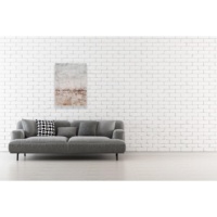 Impression sur toile roulée de peinture à l'huile abstraite beige personnalisée avec texture collée en relief sur le devant pour projets de décoration d'hôtels