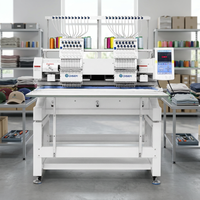 Machine à broder 3D automatique informatisée à grande vitesse pour usage domestique, 2 têtes, pour casquettes plates et t-shirts, zone de broderie 450x400mm, 1200 tr/min