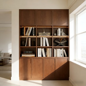 Estantería para Libros Moderna de Madera de Nogal Sólido, Estantería Modular para Estudio, Librería de Madera para Oficina, Librería de Lujo Personalizada para el Hogar - Product Image 1