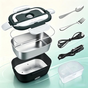 custom color Dual Power Electric Heating Lunch Box Portable <b>Food</b> <b>Warmer</b> 304 Stainless Steel Container With Carrying Bag Cutlery - Product Image 6