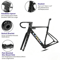 Cadre de vélo de route SUNREMO T1000 en carbone pour gravel, 700x50C, frein à disque, patte de dérailleur UDH, boîtier de pédalier fileté T47, Endurance