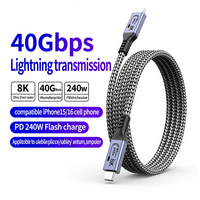 Kabel Sinkronisasi Data USB4 240W 40Gbps, Video 8K & Pengisian Cepat All-in-One, Kabel USB C Berlapis Nilon untuk Laptop, Tablet, Monitor
