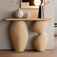 Mesa Consola Moderna de Madera Sólida Estilo Wabi-Sabi, Artística y Minimalista, para Recibidor, Entrada, Villa, Hotel, Galería o Proyecto