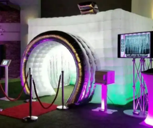 Thương mại đầy màu sắc <span class=keywords><strong>LED</strong></span> gian hàng ảnh bơm hơi di động hai cửa 360 gian hàng ảnh đen trắng để bán cho thuê - Product Image 2