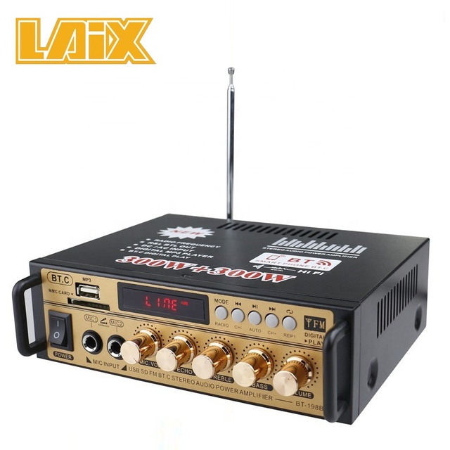 Hifi Mini Blue--tooth Amplifier for Mp3 Player with 110V and 220V Audio Stereo Power FM Radio Support 12V Car Amplifier