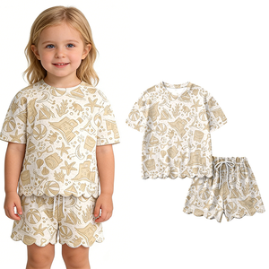 สั่งจองล่วงหน้าขั้นต่ำ 5 ชิ้น ชุดเด็กผู้หญิงลายเปลือกหอยสำหรับฤดูร้อน เสื้อผ้าสไตล์น่ารัก แฟชั่นสำหรับเด็กวัยหัดเดิน ราคาโรงงาน ขายส่ง - Product Image 1