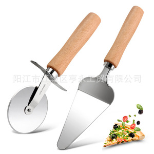 Pizza Cutter With Wooden Handle Stainless Steel Pizza Spatula Kitchen Tool For Pizza Slicing And Serving - Product Image 3