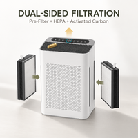 Purificateur d'air portable électrique HEPA double face avec aromathérapie pour grandes pièces, filtre lavable, affichage PM 2.5, silencieux
