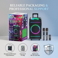 Oudiobop Enceinte DJ Subwoofer 10 Pouces Système Karaoké Extérieur 60W Portable Sans Fil pour Fêtes avec Deux Micros et Télécommande