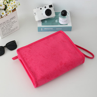 Tas Kosmetik Perjalanan Outdoor Portabel Terry Pink Resleting Personalisasi Ramah Lingkungan Grosir Harga Spesial untuk Wanita