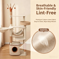 Condo pour chat multi-niveaux, gain de place, avec poteaux à gratter en sisal naturel, hamac en peluche, jouet pour chats d'intérieur, arbre à chat d'angle