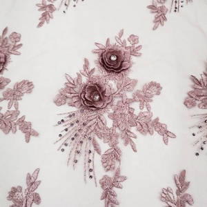 Vật Liệu Sang Trọng Chất Lượng Cao Vàng Pháp 3d Hoa Ren Thêu Vải - Product Image 2