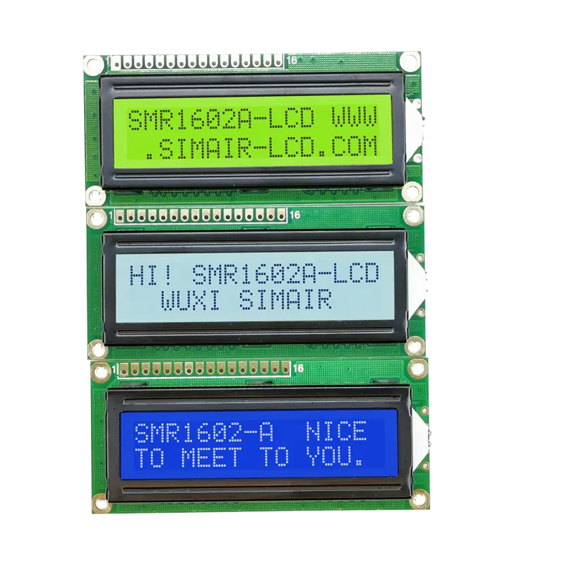 चरित्र एलसीडी 1602a एलसीडी स्क्रीन प्रदर्शन डिवाइस मॉड्यूल सिल पीले हरे 16x2 16x2 लाइनों 2.62 इंच 6800 8-बिट/4-बिट समानांतर 3.3/5V