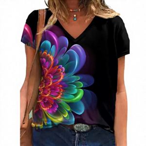 Camiseta Corta de Verano con Cuello Escoteado y Estampado de Letras para Mujer, Blusa Casual de Manga Corta para Dama - Product Image 3