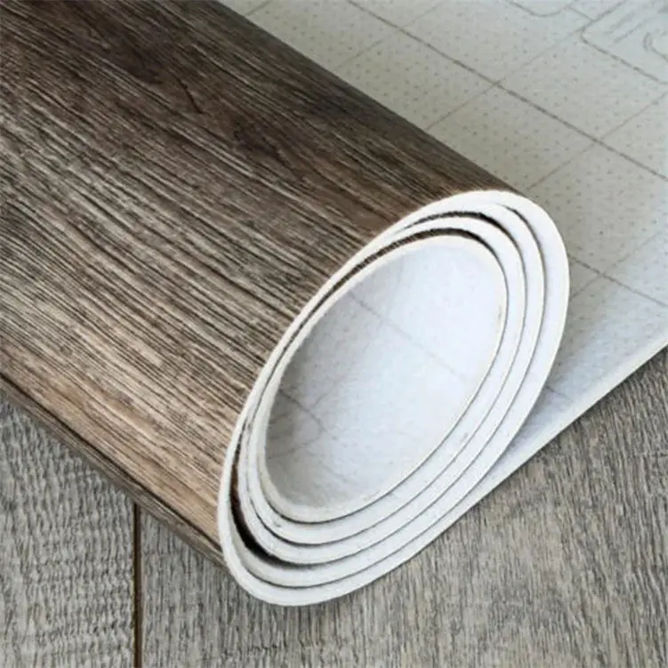 Rouleau de plancher Commercial en plastique Pvc de haute qualité, imperméable, Grain de bois