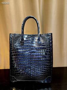 Bolso de mano retro de cuero genuino de cocodrilo del Nilo 100% auténtico, lujoso, suave, de diseñador, a la moda, de gran capacidad, para mujer y hombre, abierto - Product Image 2