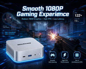 Mini PC <span class=keywords><strong>AMD</strong></span> <span class=keywords><strong>Ryzen</strong></span> 7 8745HS CPU <span class=keywords><strong>Barebone</strong></span> Sin RAM ni SSD, Mini Computadora de Escritorio para Juegos para Windows 11 Pro MQR7 - Product Image 2