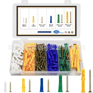 Drywall Anchors Screw Kit 232Pcs Nylon Expansion Screws With Self Tapping Screws For Wall Mounting - Product Image 1