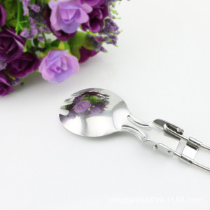 Ensemble de cuillères et fourchettes pliantes portables en acier inoxydable, pour le camping et l'extérieur, couleur argent, design ultraléger, couverts compacts - Product Image 4