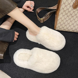 Product Manufacturer Tpr Sole Baotou Hairy slippers Plush Lining Thick Soled Plush Cotton slippers With Best Quality - Product Image 3