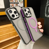 Étui de téléphone de luxe en patchwork coloré pour iPhone 15 14 13 12 16 17 Pro Max Plus, antidérapant, givré, translucide, magnétique