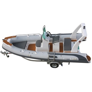 Certifié CE 17ft 5.2m Sport RIB Boat Hypalon Aviron <span class=keywords><strong>gonflable</strong></span> avec moteur hors-bord 85hp Fibre de verre PVC Combo Set pour la pêche - Product Image 1