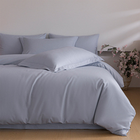 Parure de lit 4 pièces en pur coton, tissage mat respirant et lisse, confort optimal pour appartement familial moderne, idéal pour toutes les saisons