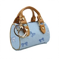 Mini porte-clés bleu en cuir PU avec fermeture éclair, breloque pour sac, cadeau promotionnel pour sacs