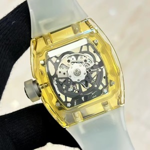 Luxury Lifestyle Designer Style Yellow Sapphire Case <b>Skeleton</b> <b>Automatic</b> Mechanical <b>Watch</b> Waterproof Luminous Sporty Mens <b>Watch</b> - Product Image 3