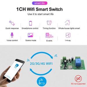 Module de <span class=keywords><strong>relais</strong></span> <span class=keywords><strong>Wifi</strong></span> intelligent 1 canal, interrupteur pour moteur et éclairage, télé<span class=keywords><strong>commande</strong></span> sans fil via l'application Ewelink, compatible Alexa, récepteur avec minuterie, max 10A - Product Image 6