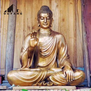 ประติมากรรมพระพุทธรูปทองเหลืองขนาดเท่าคนจริงสำหรับตกแต่งสวนศาสนสถานกลางแจ้งขนาดใหญ่ - Product Image 1