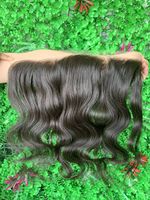 Topper de cheveux humains 13x4 HD Lace Frontal Body Wave, avec fermeture frontale en dentelle transparente invisible, cheveux ondulés souples et volumineux pour femmes