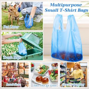 ถุงเสื้อยืดสีน้ำเงินขนาดเล็ก ถุงช้อปปิ้งพลาสติกแบบมีหูหิ้ว สำหรับธุรกิจขนาดเล็ก ร้านค้าปลีก ร้านขายของชำ สินค้าทั่วไป - Product Image 3