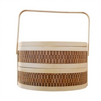 Panier tressé à la main en bambou de style chinois pour bacon, saucisses, zongzi, gâteaux de lune, œufs de crabe, fruits - Idéal pour anniversaires, mariages et fêtes