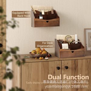 Organizador de Escritorio de Madera, Estilo Clásico Rectangular con Cajón para Almacenamiento de Oficina y Organización de Documentos - Product Image 3