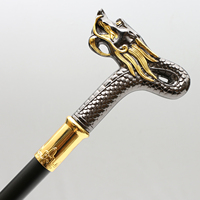 Canne de marche en métal noir doré de luxe, canne décorative élégante pour homme, canne de cosplay élégante