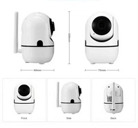 Kamera PTZ WiFi 1080P Pelacak Otomatis, 360 °   Kamera Keamanan IP Mini dengan Penglihatan Malam dan Audio Dua Arah Aplikasi YCC365