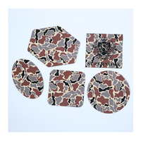 Patch de chapeau en cuir PU avec logo camouflage, dos en cuir laserable, avec adhésif, pour enfants - unisexe