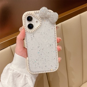 เคสโทรศัพท์ลายโบว์ 3 มิติ สีลูกกวาดน่ารัก ประดับกลิตเตอร์ สำหรับ iPhone 16 15 14 13 Pro Max  แบบใส กันกระแทก  วัสดุซิลิโคนนุ่ม - Product Image 6