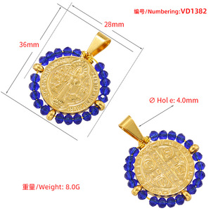 Colgantes de Perlas con la Virgen María |   Colgante Católico de Acero Inoxidable Chapado en Oro PVD de 18K con Cuentas de Colores para Fabricación de Joyería DIY - Product Image 4