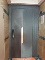Puertas de Seguridad Invisibles Modernas para Proyectos Hoteleros, Insonorizadas y Resistentes al Viento, de Acero Inoxidable y Aleación de Aluminio Gris, Entrada Oculta para Villas