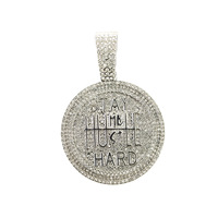 PD3107 Pendentif Bijoux en cocarde Strass glacé Hip-hop Argent Plaqué Or Alliage de zinc Symbole Bouddhisme