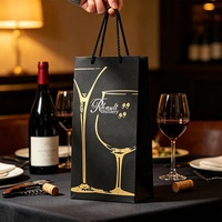 Sacs cadeaux pour vin en gros avec logo personnalisé, pour une ou deux bouteilles, emballage de luxe haut de gamme pour vin, sacs de shopping en papier kraft épais