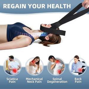 Ceinture de traction cervicale en forme de Y noire, étireur de cou manuel, équipement de fitness et de massage pour la correction de la colonne cervicale - Product Image 5