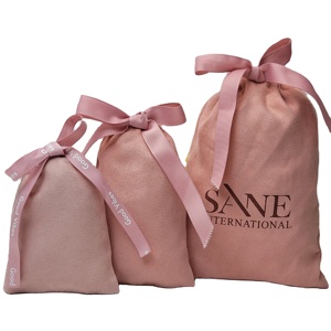 Bolsas de Embalaje para Joyería con Logotipo Personalizado al por Mayor, Bolsitas de Regalo de Joyería con Cordón de Gamuza Rosa - Product Image 1
