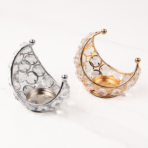 Soporte de luz de té de Metal y cristal dorado, decoración del hogar, centro de mesa de fiesta, soporte superior para candelabros de boda - Product Image 3